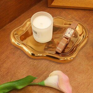 Ceramic Jewelry Tray Trinket Dish, Decorative Cloud Vanity Key Tray for Women, R